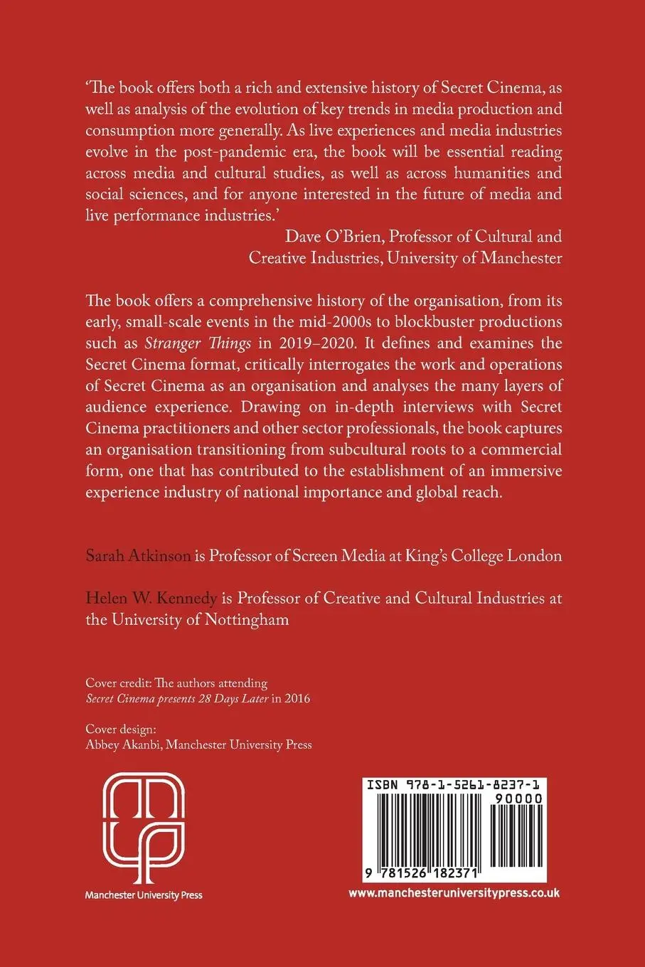 Rückseite: 9781526182371 | Secret Cinema and the immersive experience industry | Atkinson (u. a.)