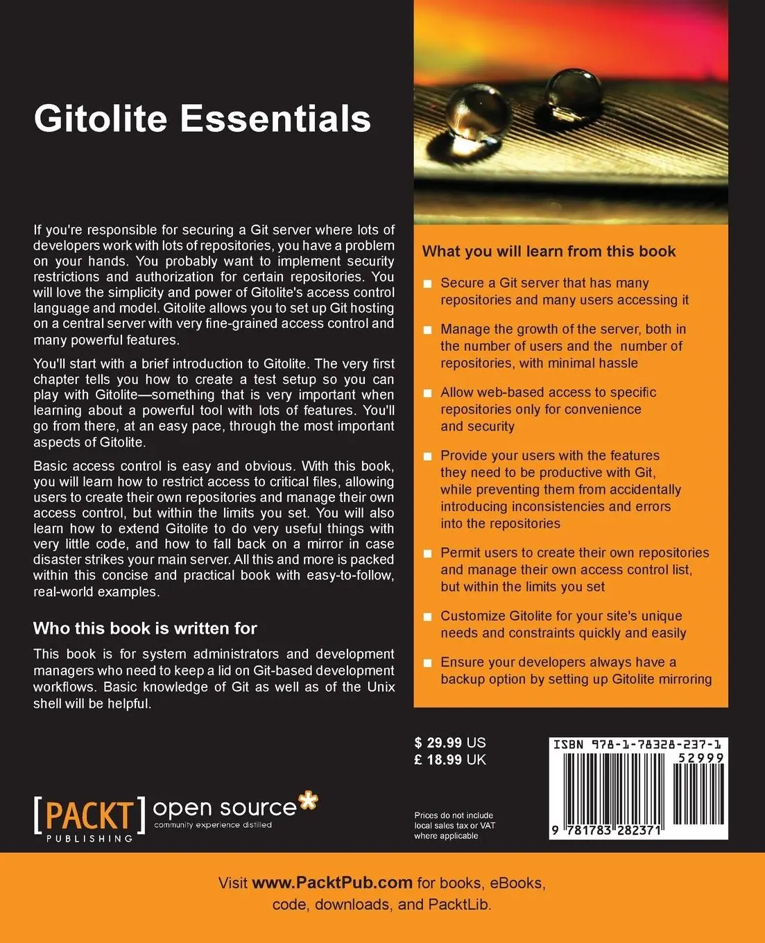 Rückseite: 9781783282371 | Gitolite Essentials | Sitaram Chamarty | Taschenbuch | Englisch | 2014