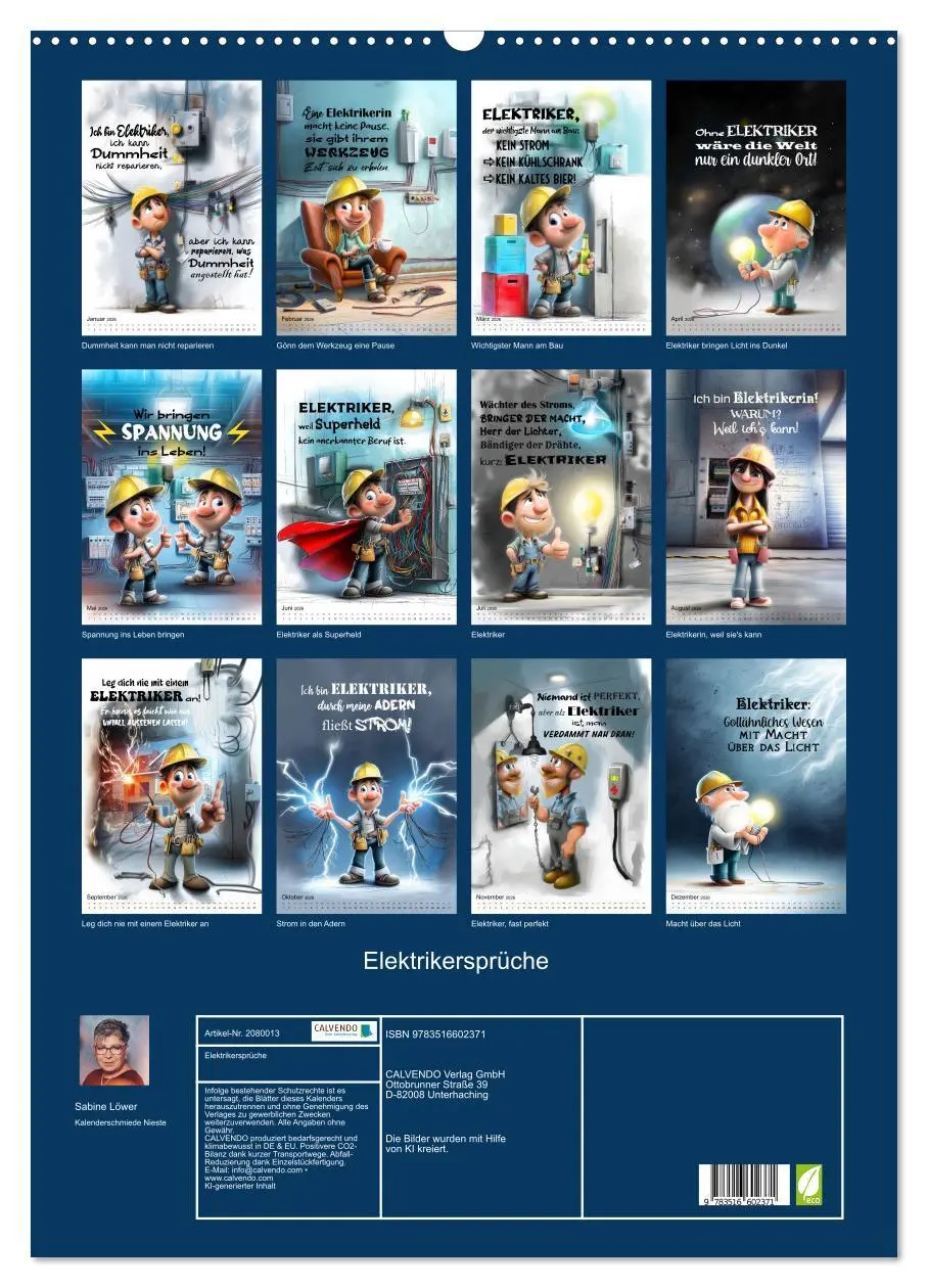 Bild: 9783516602371 | Elektrikersprüche (Wandkalender 2026 DIN A2 hoch), CALVENDO...