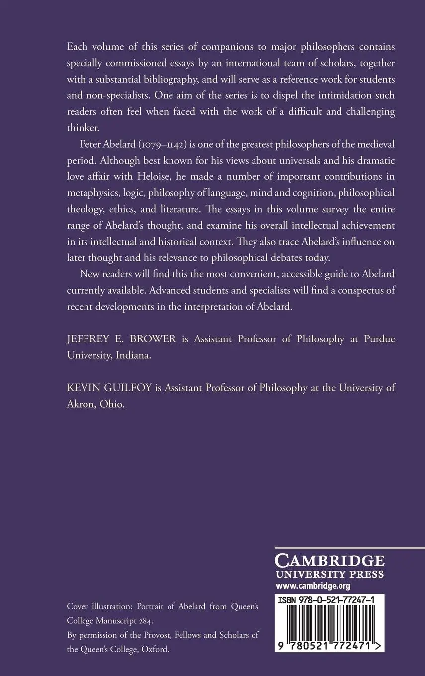 Rückseite: 9780521772471 | The Cambridge Companion to Abelard | Jeffrey E. Brower (u. a.) | Buch