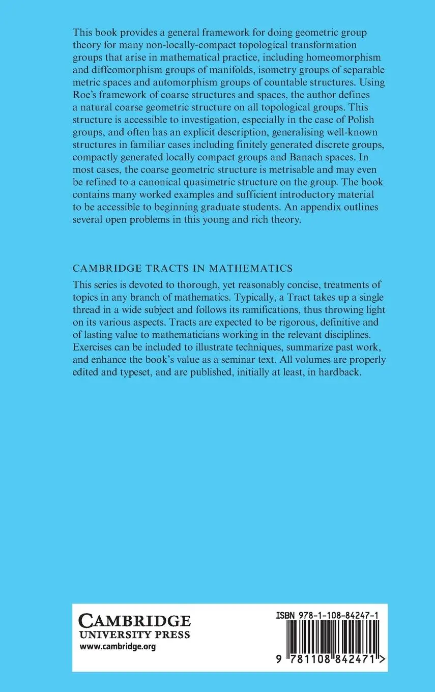 Rückseite: 9781108842471 | Coarse Geometry of Topological Groups | Christian Rosendal | Buch