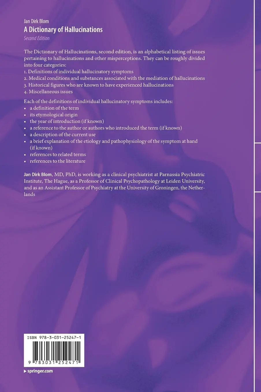 Rückseite: 9783031252471 | A Dictionary of Hallucinations | Jan Dirk Blom | Buch | xxvi | 2023