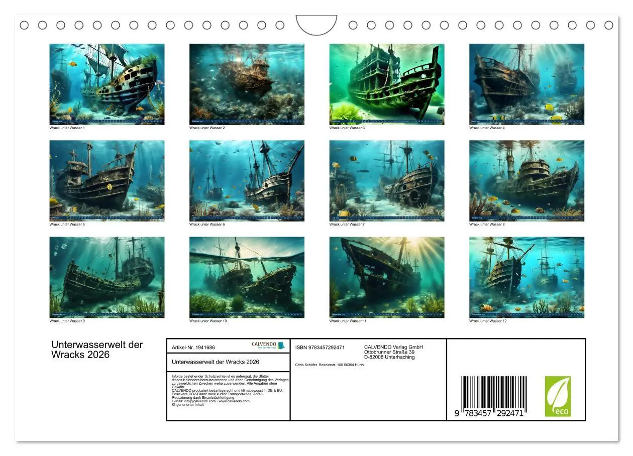Bild: 9783457292471 | Unterwasserwelt der Wracks 2026 (Wandkalender 2026 DIN A4 quer),...