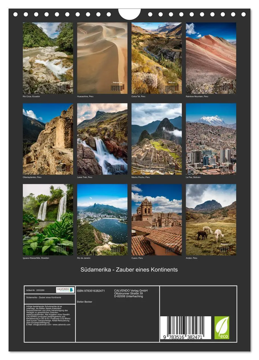 Bild: 9783516382471 | Südamerika - Zauber eines Kontinents (Wandkalender 2026 DIN A4...