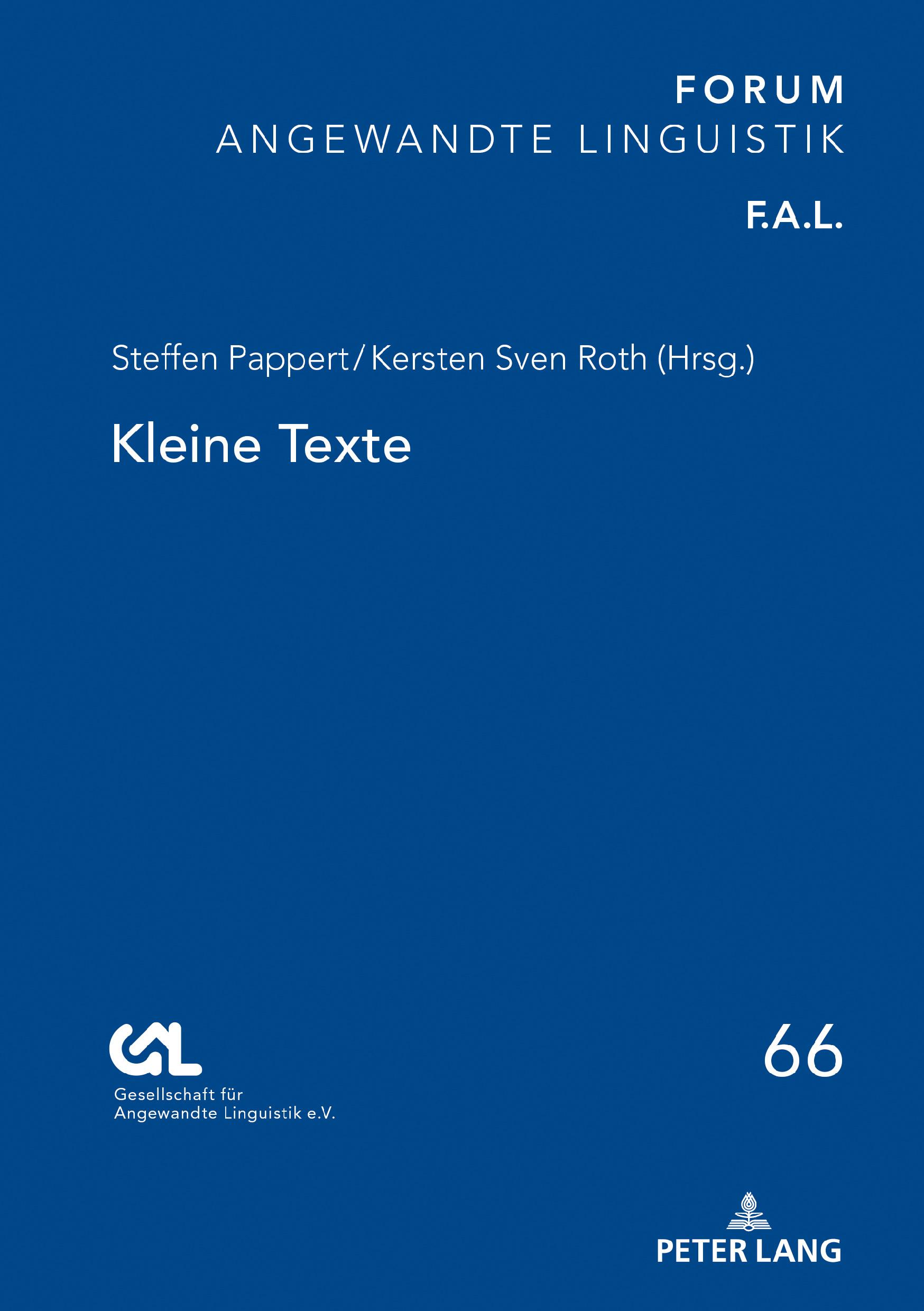 Cover: 9783631812471 | Kleine Texte | Steffen Pappert (u. a.) | Buch | 352 S. | Deutsch