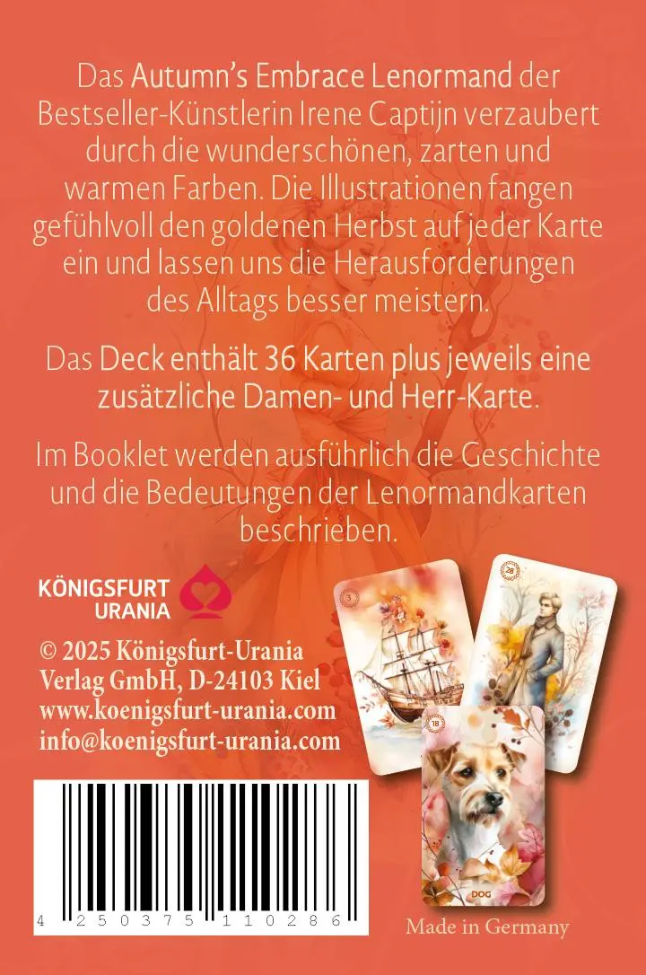 Rückseite: 4250375102571 | Autumn´s Embrace Lenormand DE - 38 Lenormand-Karten und Booklet | Buch