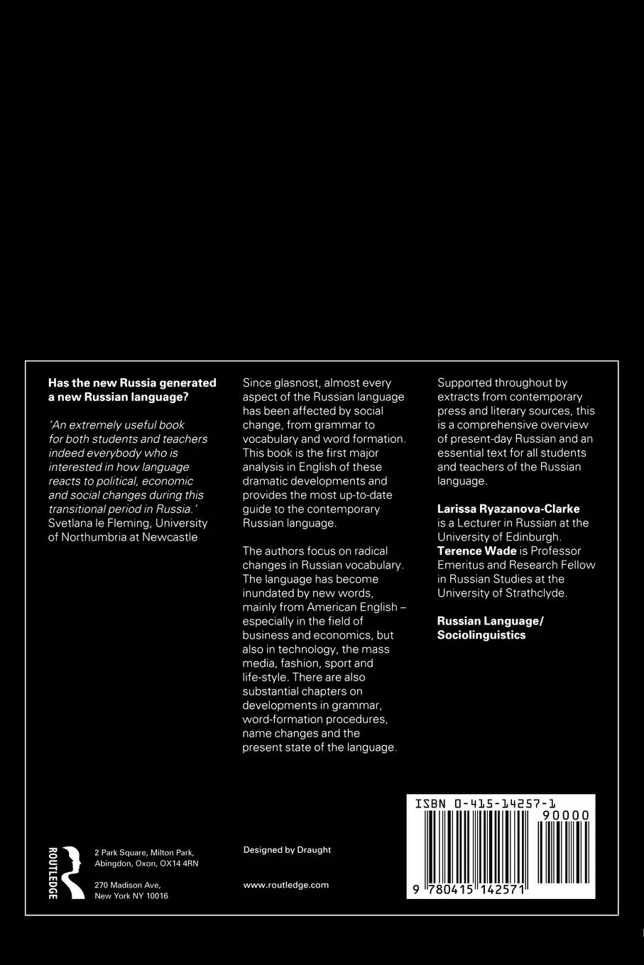 Rückseite: 9780415142571 | The Russian Language Today | Larissa Ryazanova-Clarke (u. a.) | Buch
