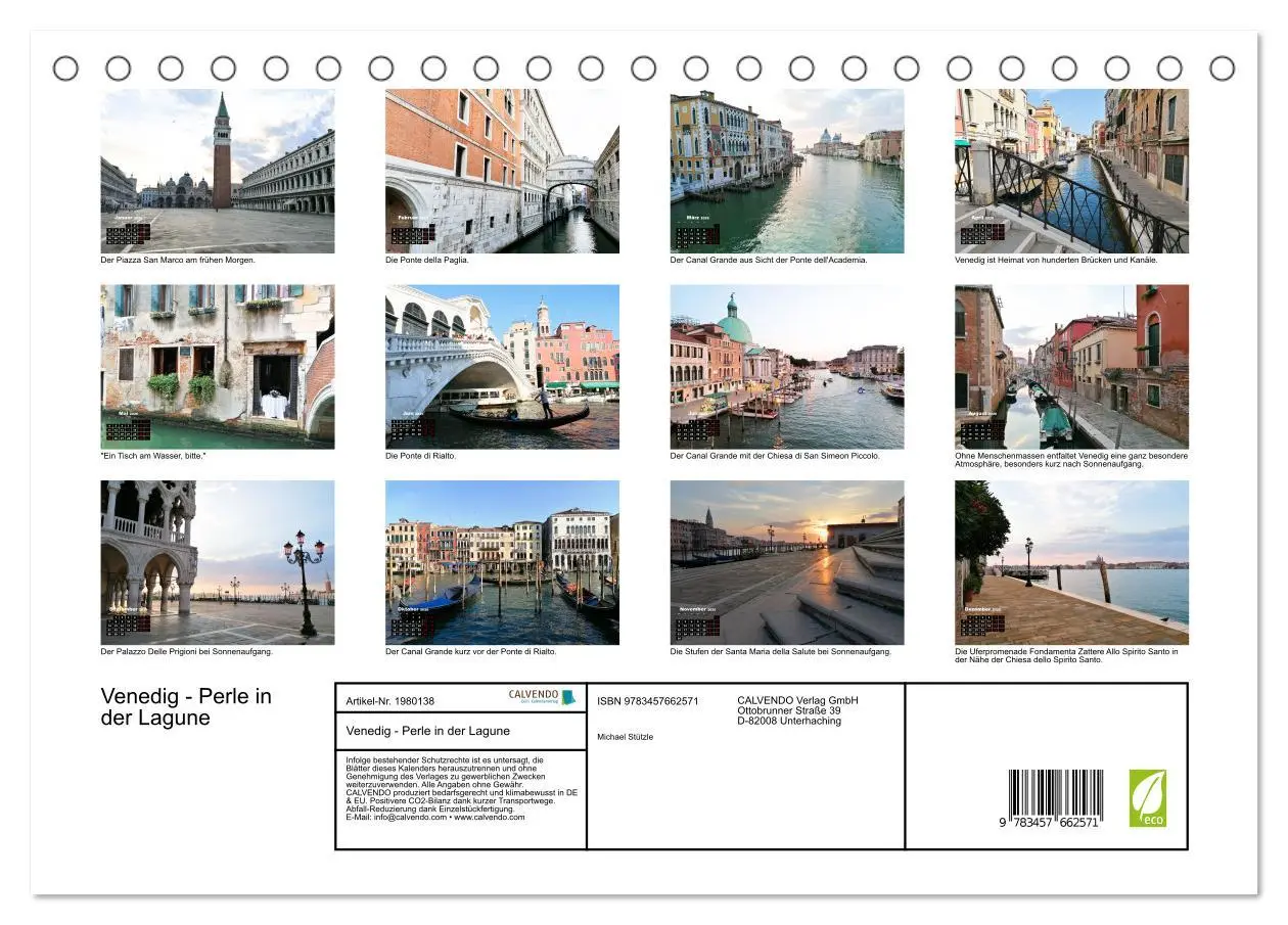 Bild: 9783457662571 | Venedig - Perle in der Lagune (Tischkalender 2026 DIN A5 quer),...