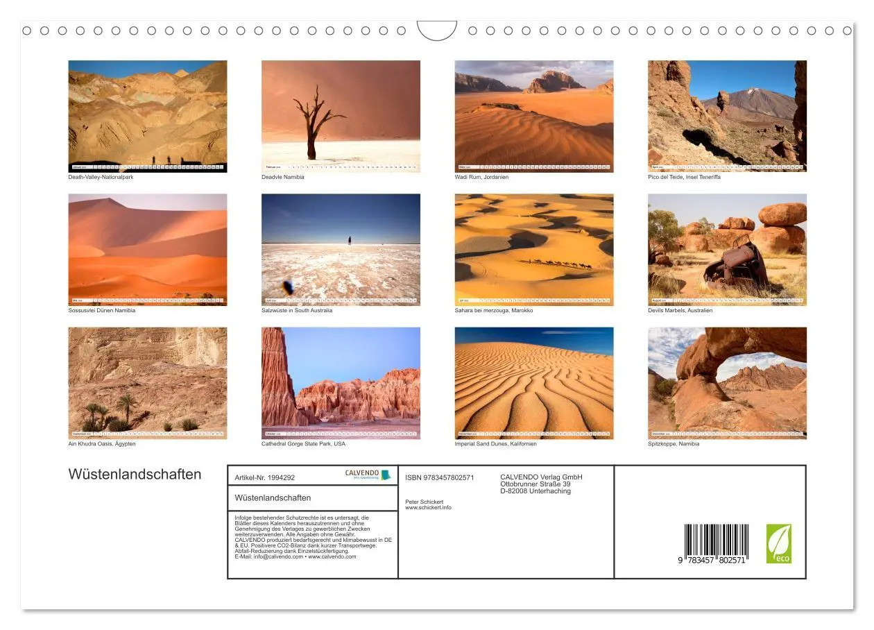 Bild: 9783457802571 | Wüstenlandschaften (Wandkalender 2026 DIN A3 quer), CALVENDO...