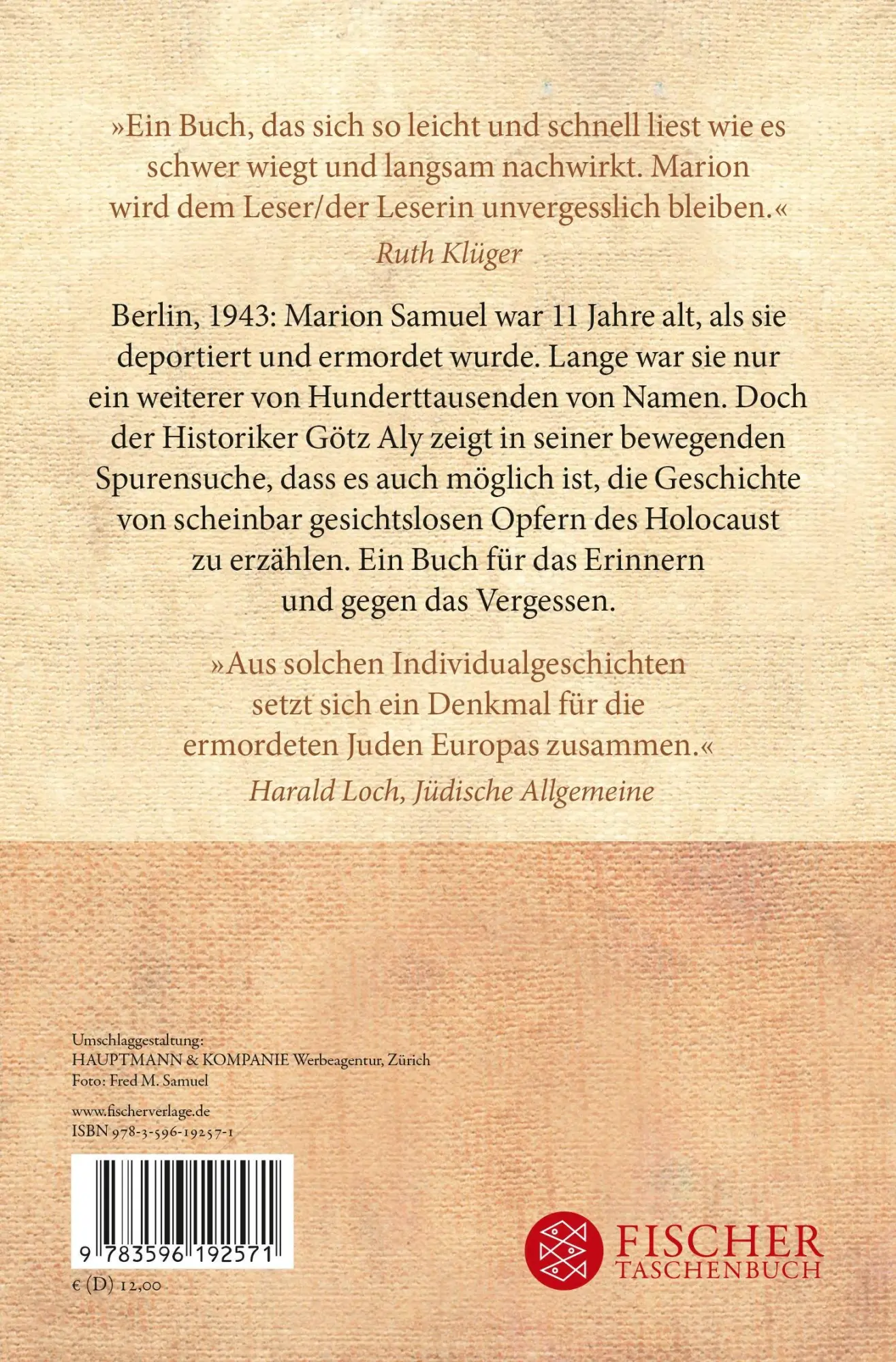 Rückseite: 9783596192571 | Eine von so vielen | Das kurze Leben der Marion Samuel 1931 - 1943