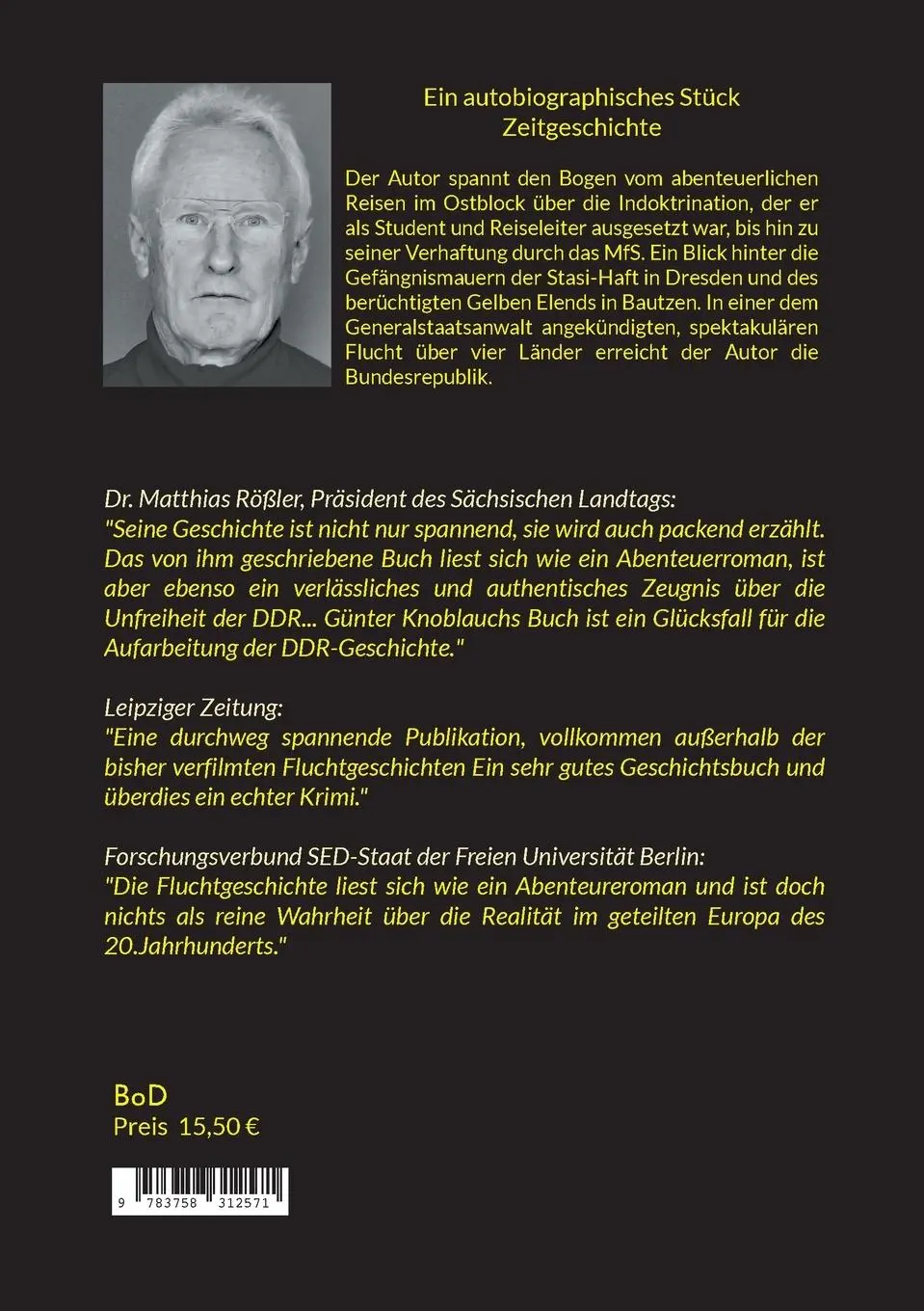 Rückseite: 9783758312571 | Chronik einer angekündigten Flucht | Günter Knoblauch | Taschenbuch