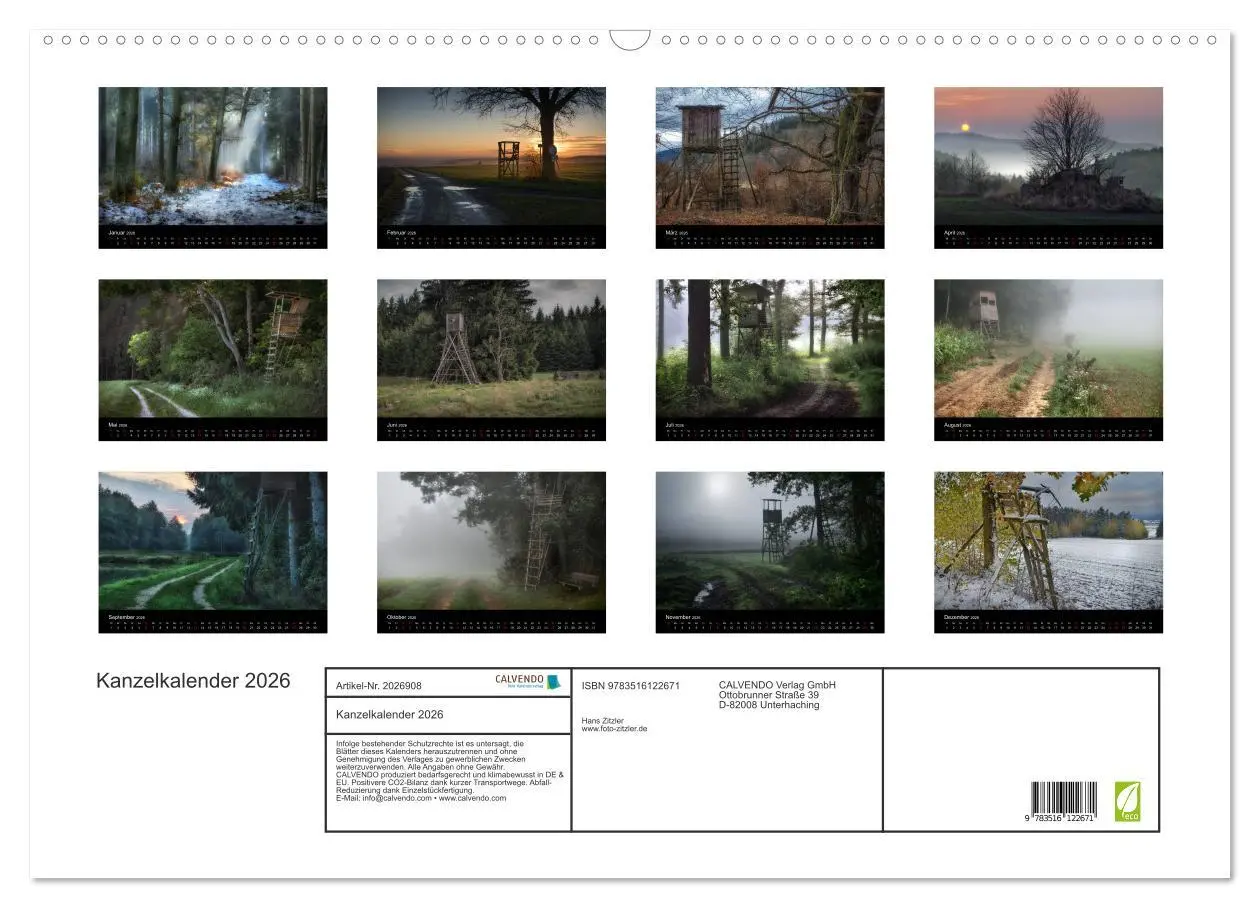 Bild: 9783516122671 | Kanzelkalender 2026 (Wandkalender 2026 DIN A2 quer), CALVENDO...