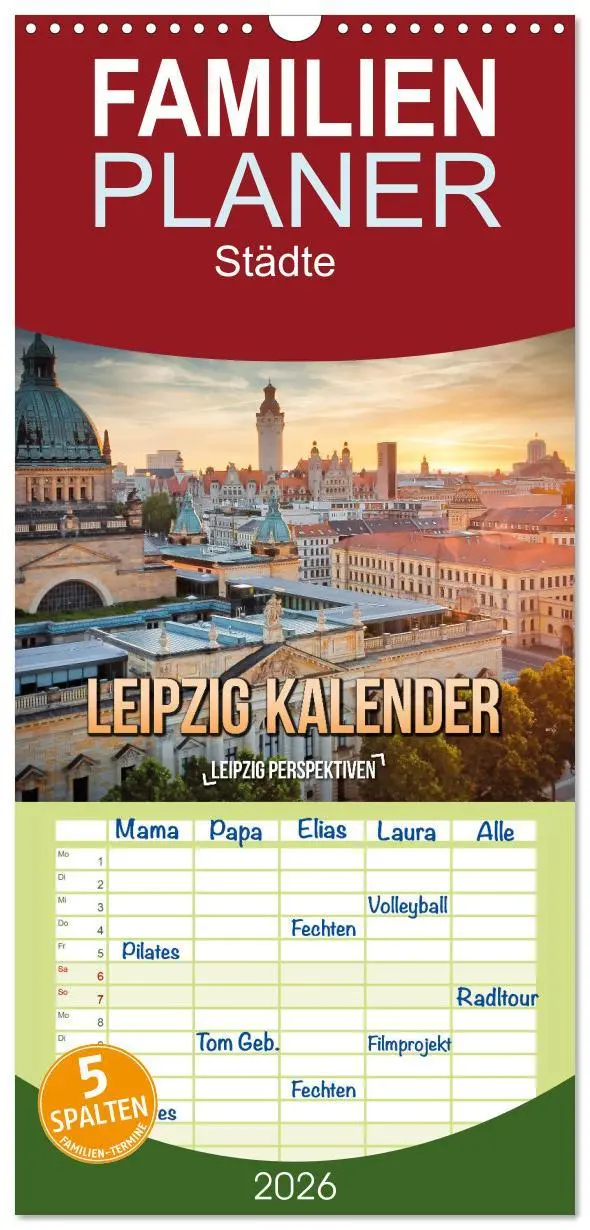 Cover: 9783516502671 | Familienplaner 2026 - Leipzig Kalender Perspektiven mit 5 Spalten...