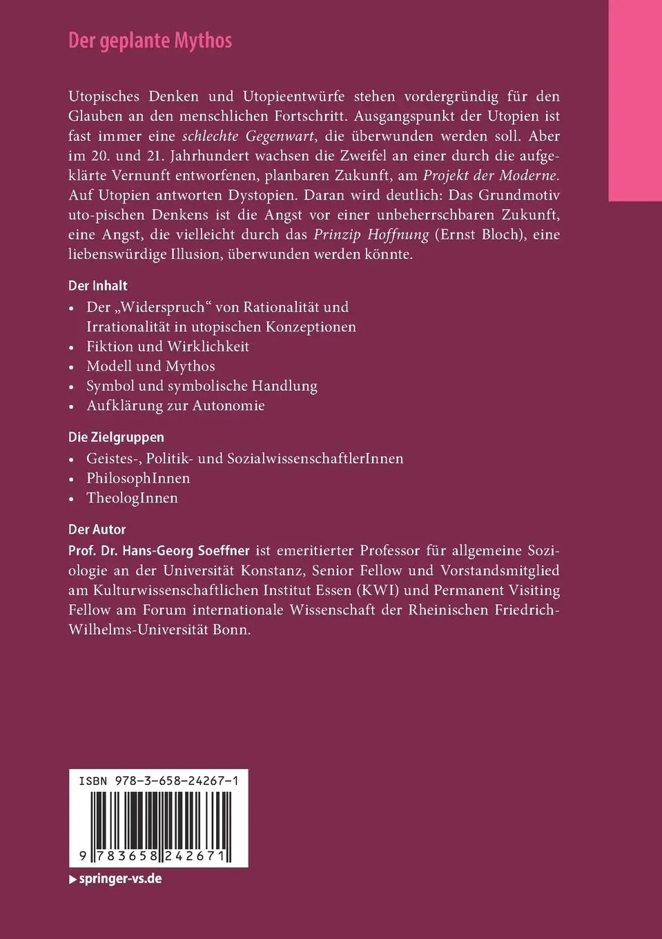 Rückseite: 9783658242671 | Der geplante Mythos | Hans-Georg Soeffner | Taschenbuch | xxxv | 2020