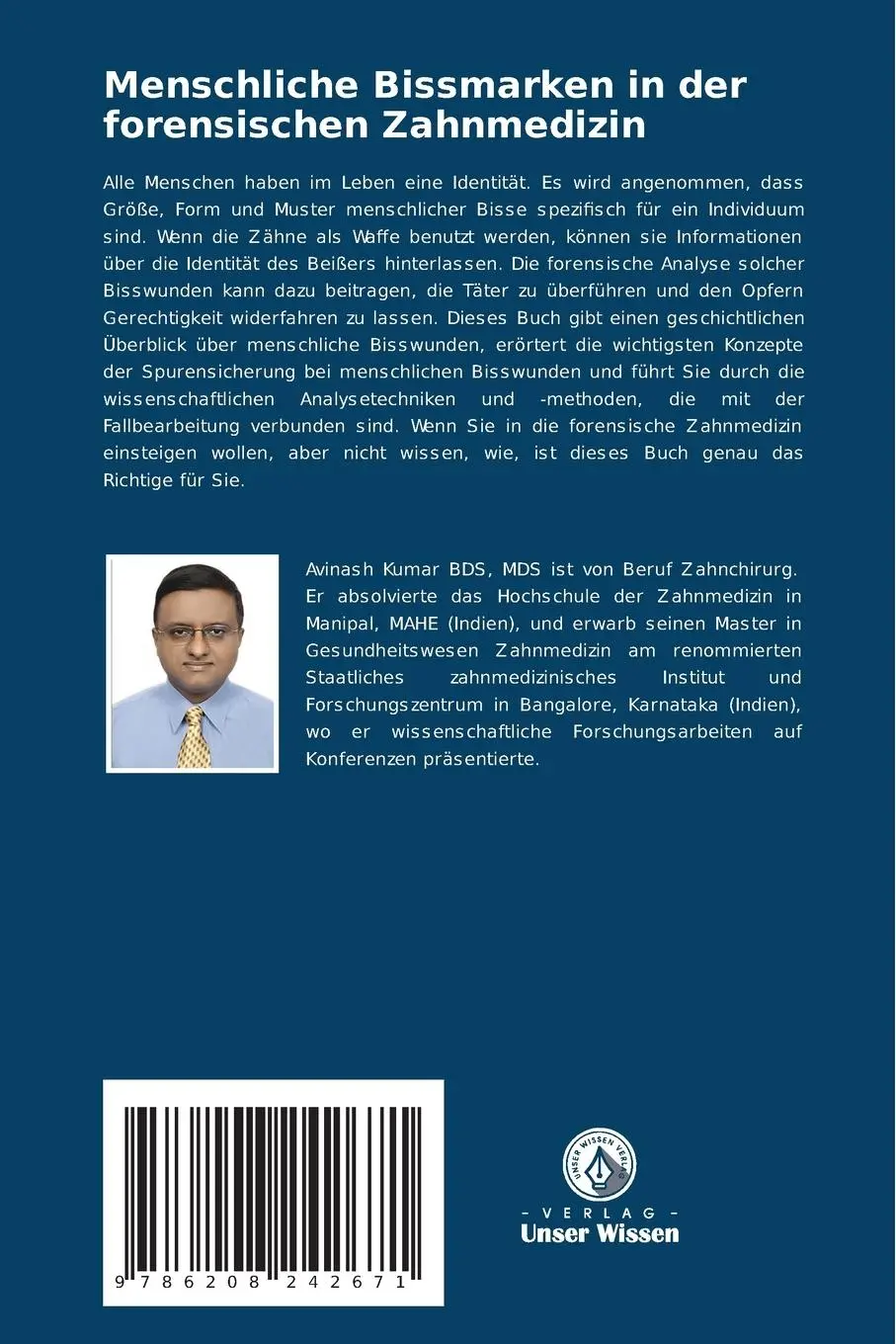 Rückseite: 9786208242671 | Menschliche Bissmarken in der forensischen Zahnmedizin | Kumar (u. a.)