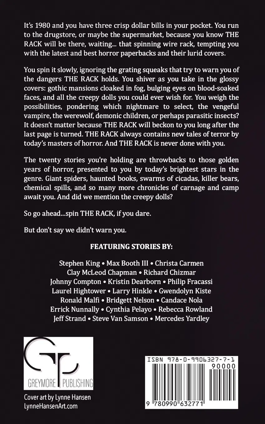Rückseite: 9780990632771 | The Rack | Stories Inspired By Vintage Horror Paperbacks | Tom Deady
