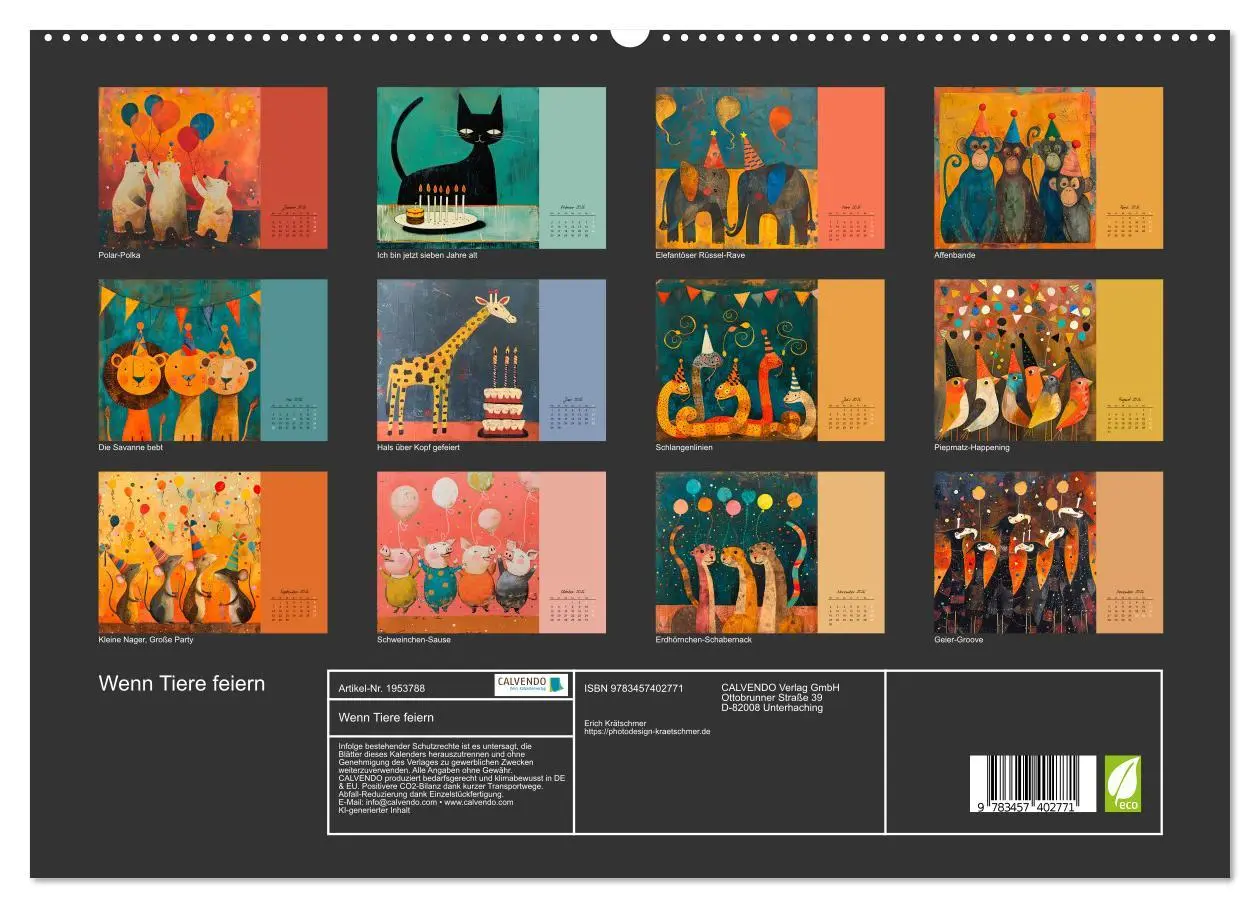 Bild: 9783457402771 | Wenn Tiere feiern (hochwertiger Premium Wandkalender 2026 DIN A2...