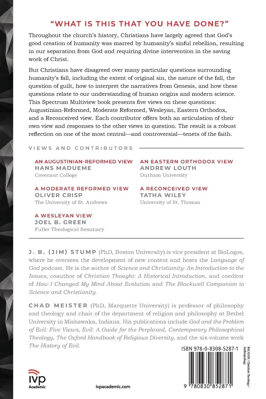 Rückseite: 9780830852871 | Original Sin and the Fall | Five Views | J. B. Stump (u. a.) | Buch