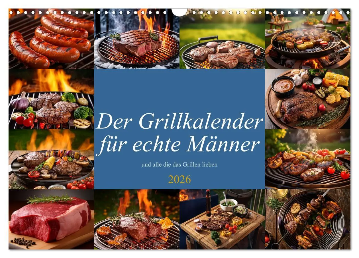 Cover: 9783457942871 | Der Grillkalender für echte Männer (Wandkalender 2026 DIN A3 quer),...