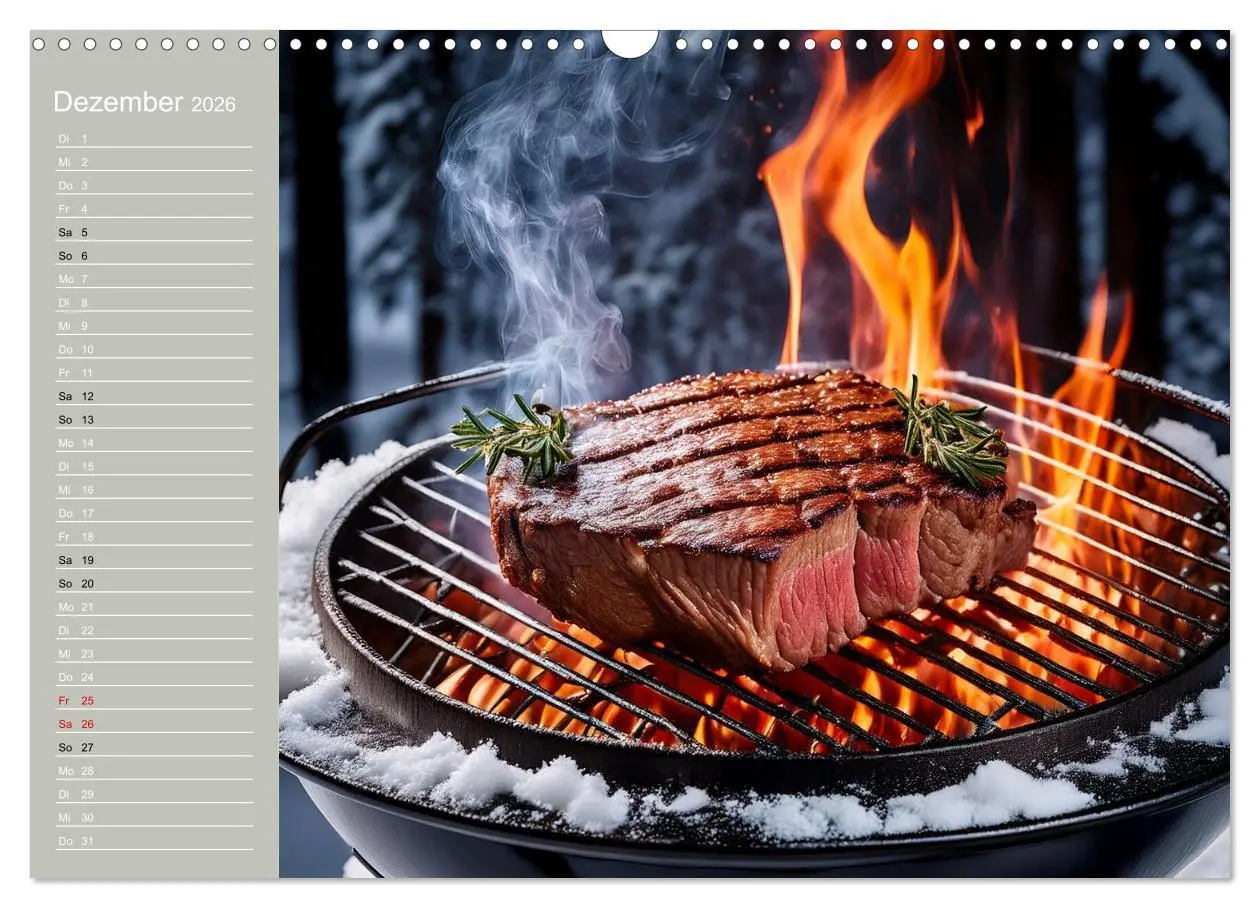 Bild: 9783457942871 | Der Grillkalender für echte Männer (Wandkalender 2026 DIN A3 quer),...