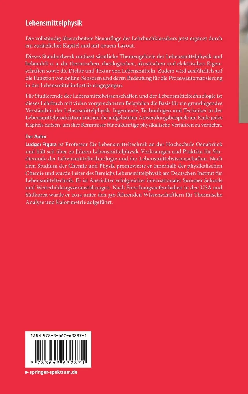 Rückseite: 9783662632871 | Lebensmittelphysik | Physikalische Kenngrößen - Messung und Anwendung
