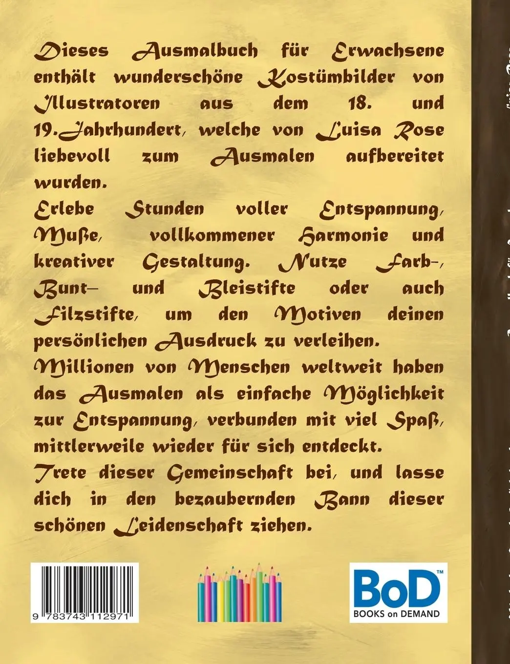 Rückseite: 9783743112971 | Mode des 18. und 19. Jahrhunderts (Ausmalbuch) | Luisa Rose | Buch