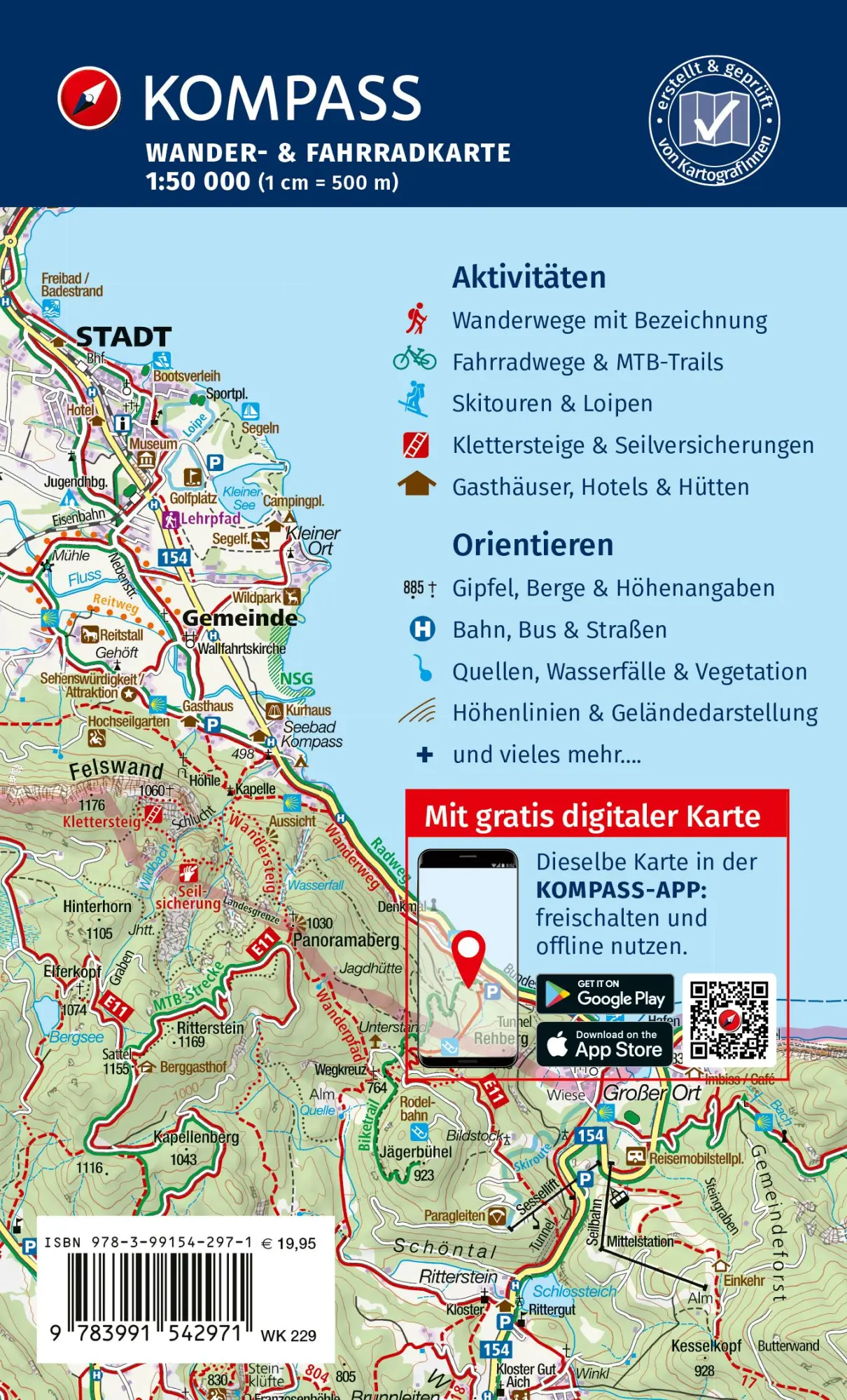 Rückseite: 9783991542971 | KOMPASS Wanderkarten-Set 229 Salzkammergut (2 Karten) 1:50.000 | 2025