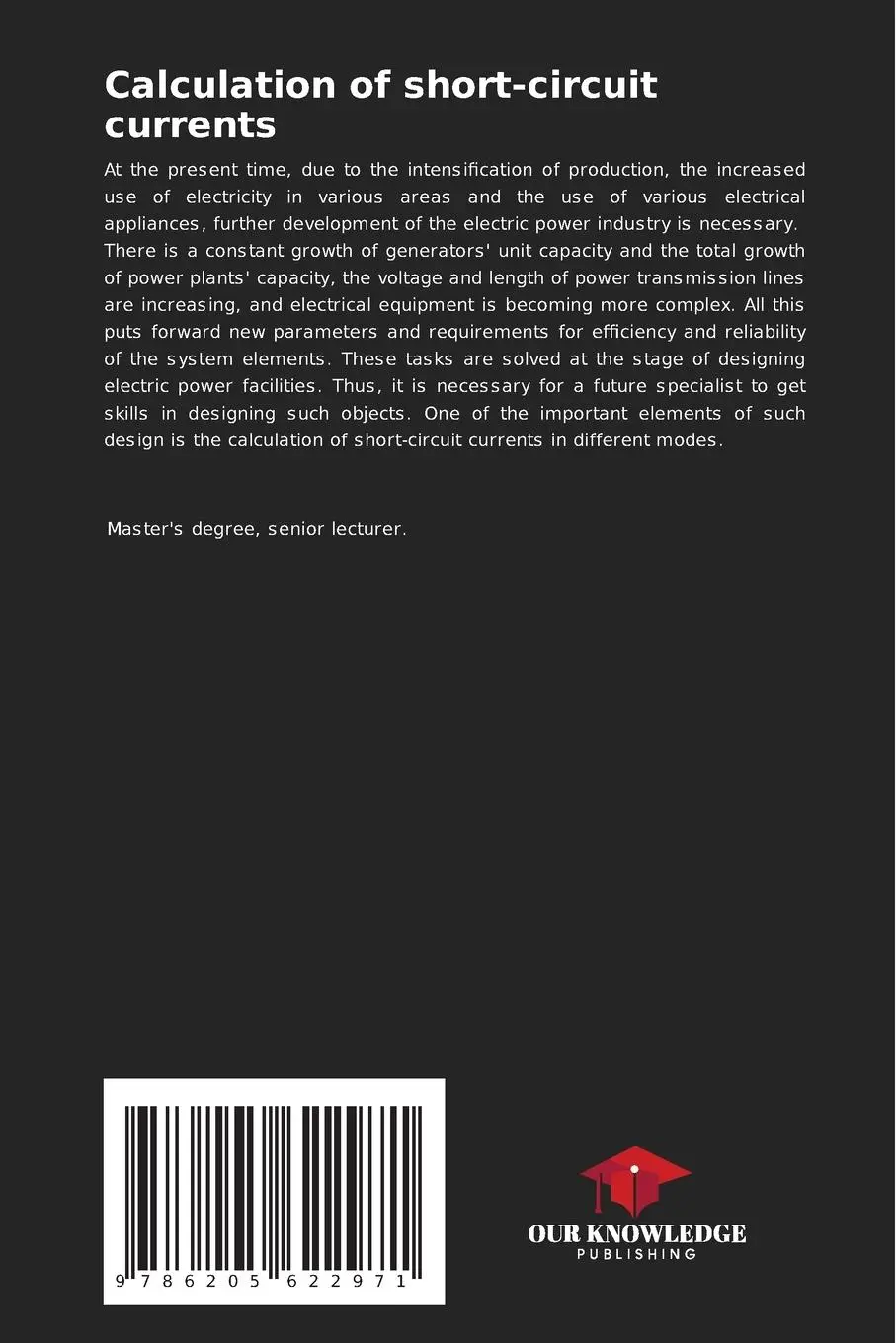 Rückseite: 9786205622971 | Calculation of short-circuit currents | Vitalij Balandin | Taschenbuch