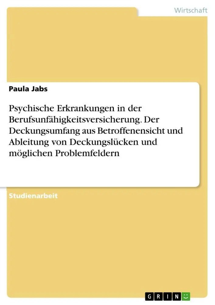 Cover: 9783346873071 | Psychische Erkrankungen in der Berufsunfähigkeitsversicherung. Der...