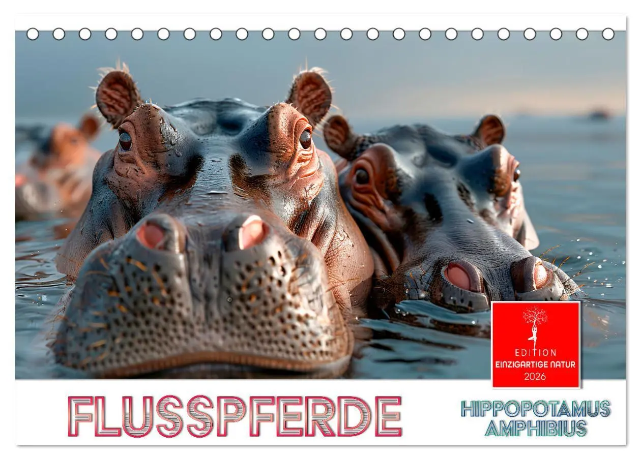 Cover: 9783457373071 | Flusspferde - Hippopotamus amphibius (Tischkalender 2026 DIN A5...