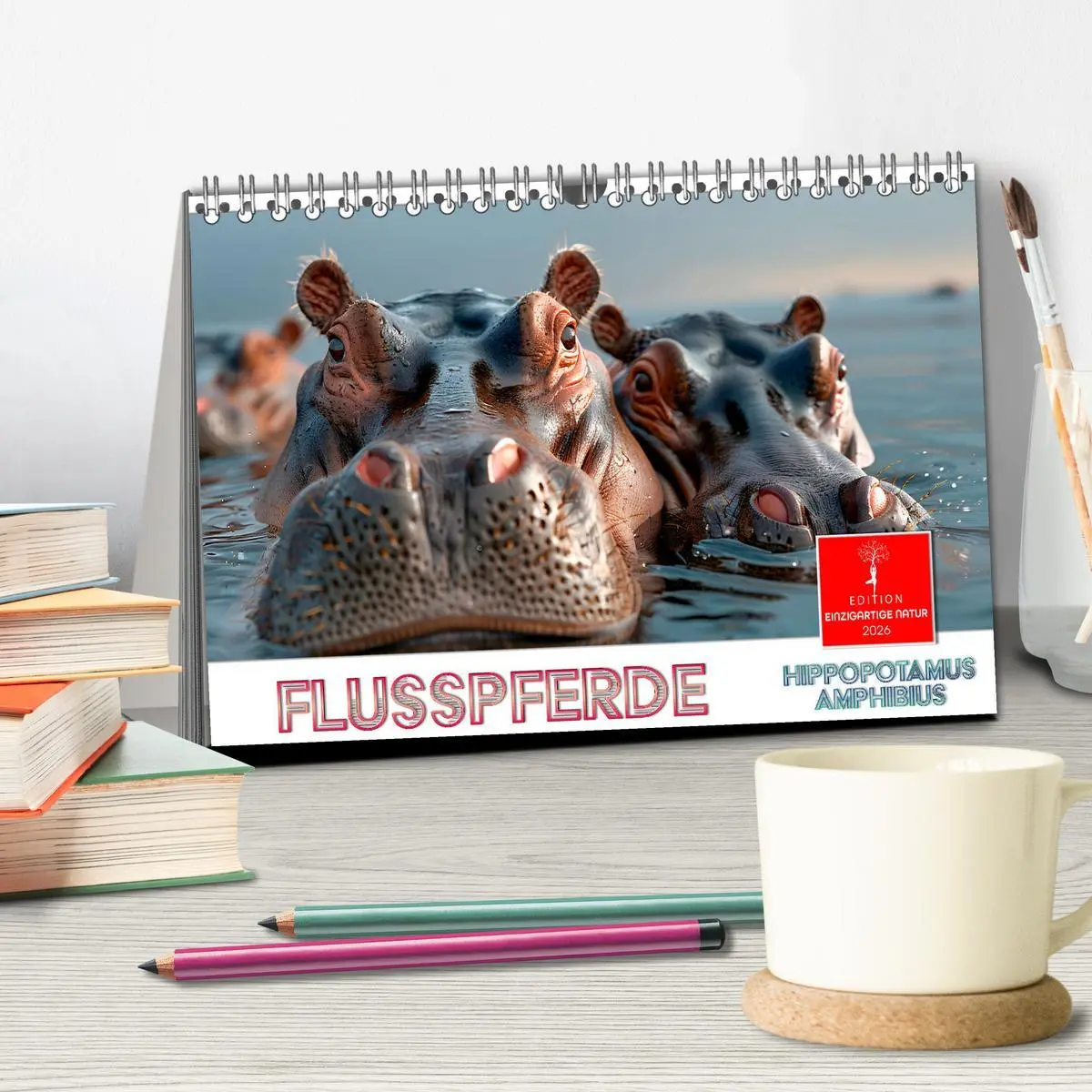 Bild: 9783457373071 | Flusspferde - Hippopotamus amphibius (Tischkalender 2026 DIN A5...