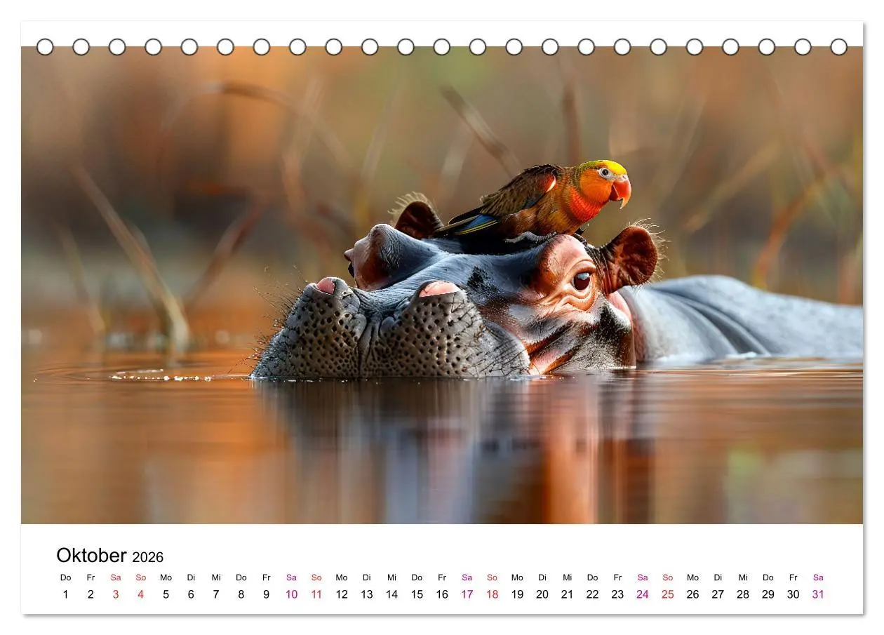 Bild: 9783457373071 | Flusspferde - Hippopotamus amphibius (Tischkalender 2026 DIN A5...