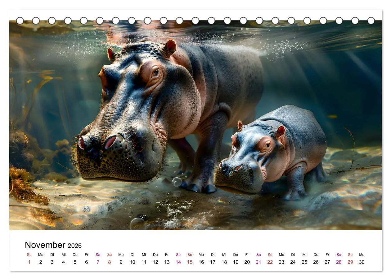 Bild: 9783457373071 | Flusspferde - Hippopotamus amphibius (Tischkalender 2026 DIN A5...