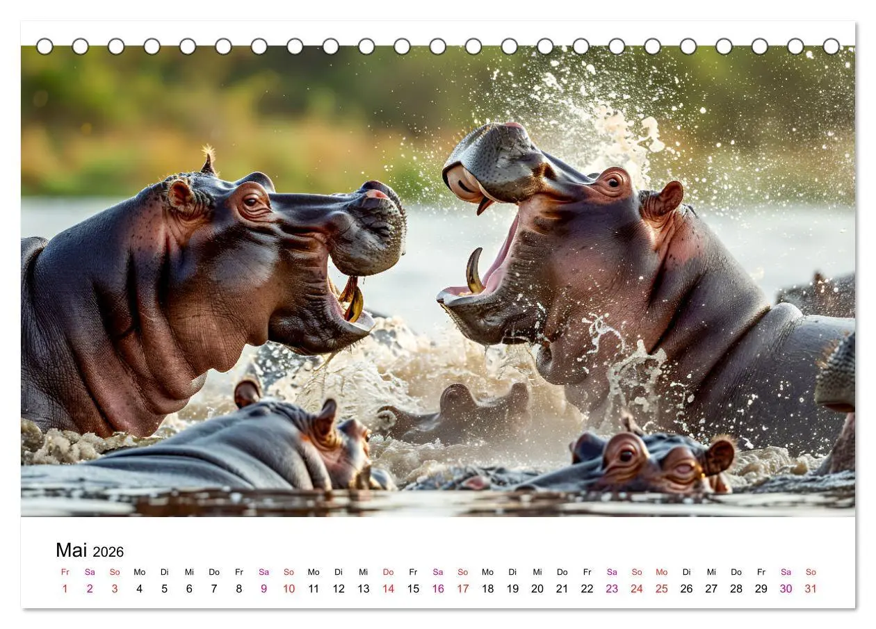 Bild: 9783457373071 | Flusspferde - Hippopotamus amphibius (Tischkalender 2026 DIN A5...