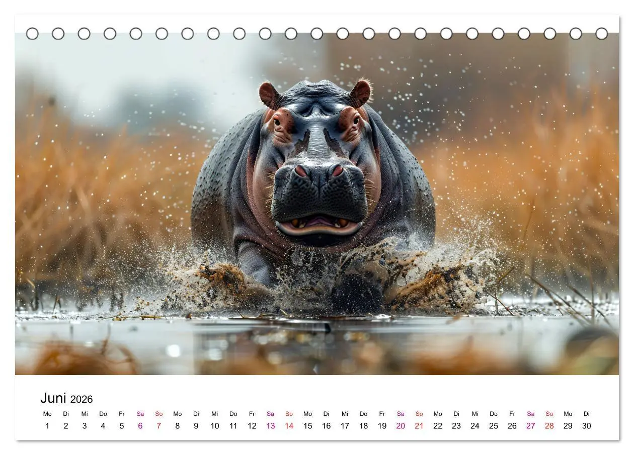 Bild: 9783457373071 | Flusspferde - Hippopotamus amphibius (Tischkalender 2026 DIN A5...