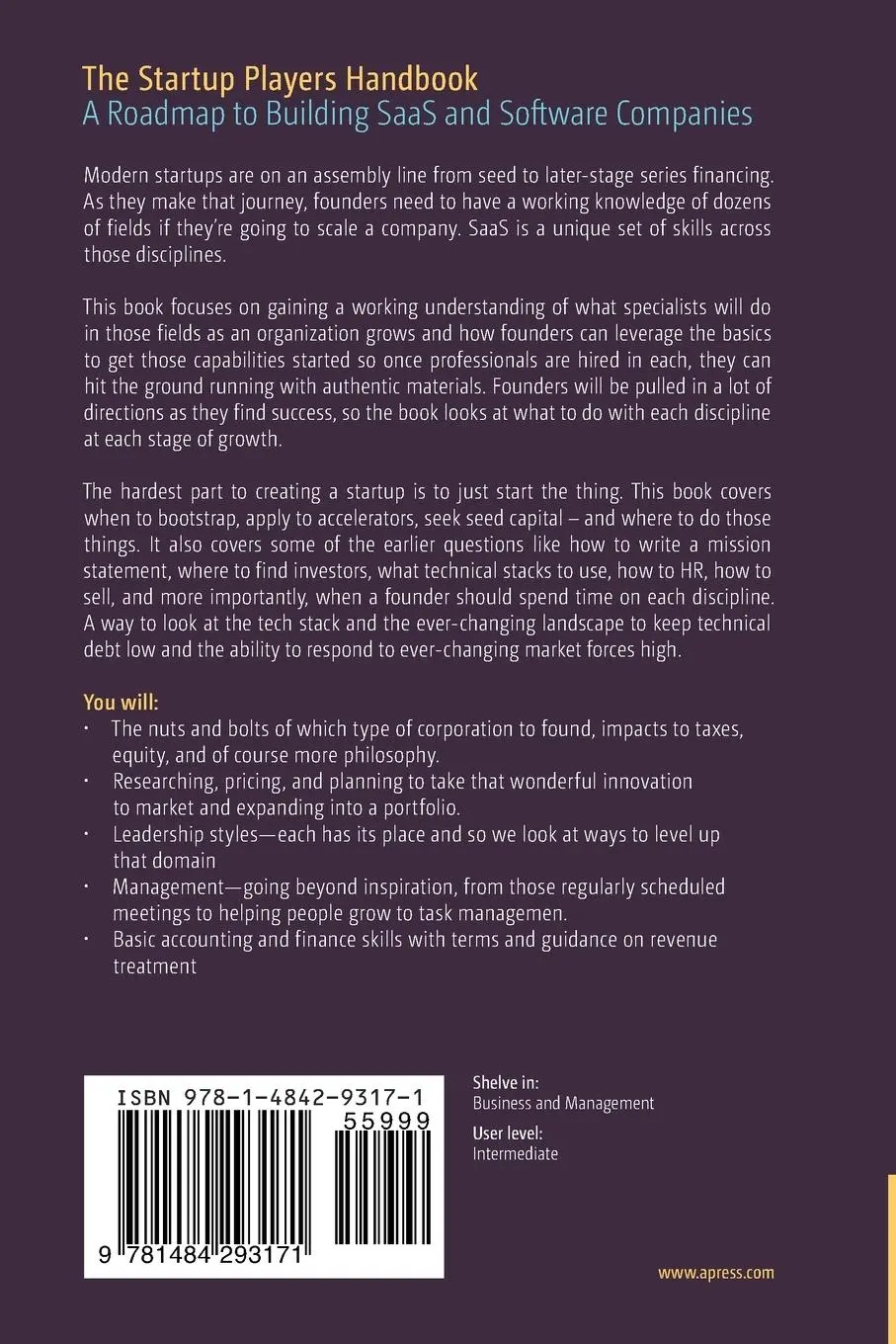 Rückseite: 9781484293171 | The Startup Players Handbook | Charles Edge (u. a.) | Taschenbuch
