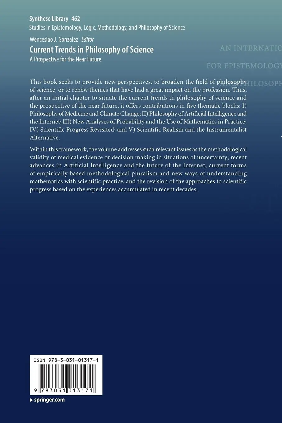 Rückseite: 9783031013171 | Current Trends in Philosophy of Science | Wenceslao J. Gonzalez | Buch