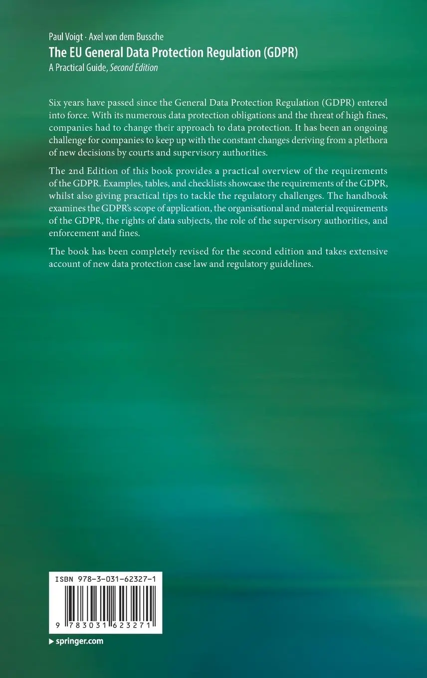 Rückseite: 9783031623271 | The EU General Data Protection Regulation (GDPR) | A Practical Guide