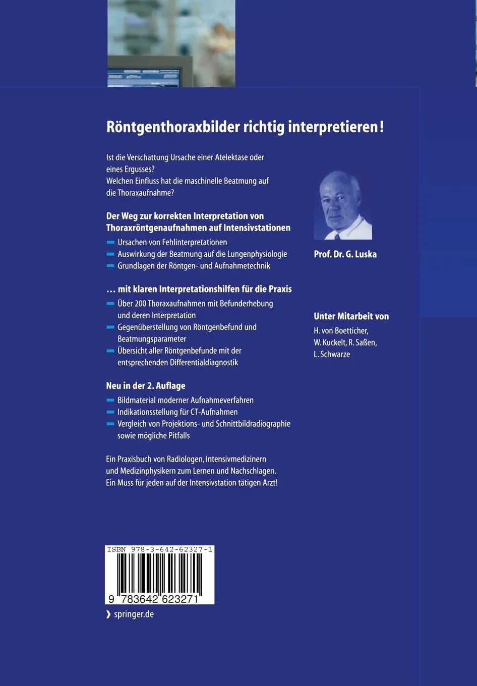 Rückseite: 9783642623271 | Röntgenthorax auf Intensivstationen | Günter Luska | Taschenbuch | xi