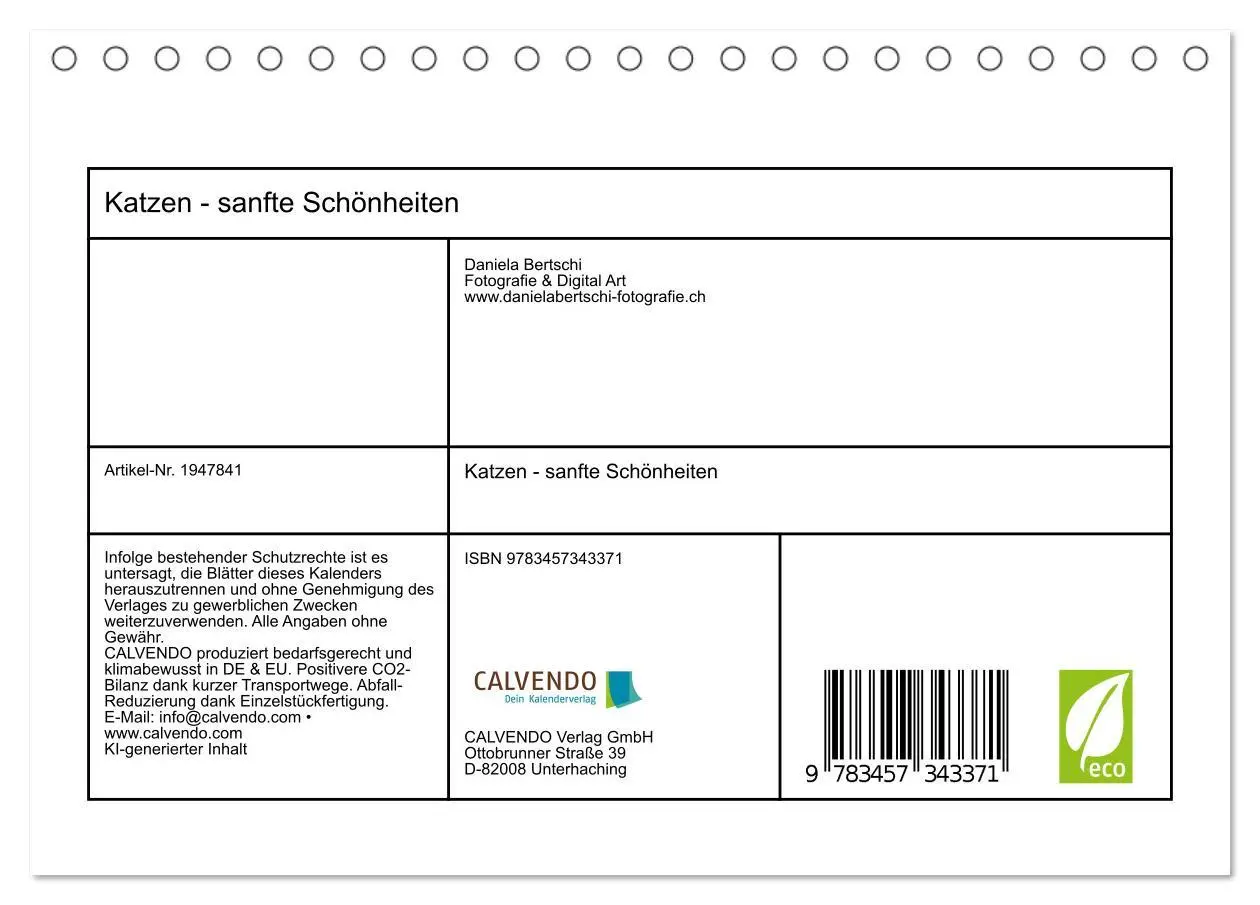 Bild: 9783457343371 | Katzen - sanfte Schönheiten (Tischkalender 2026 DIN A5 quer),...