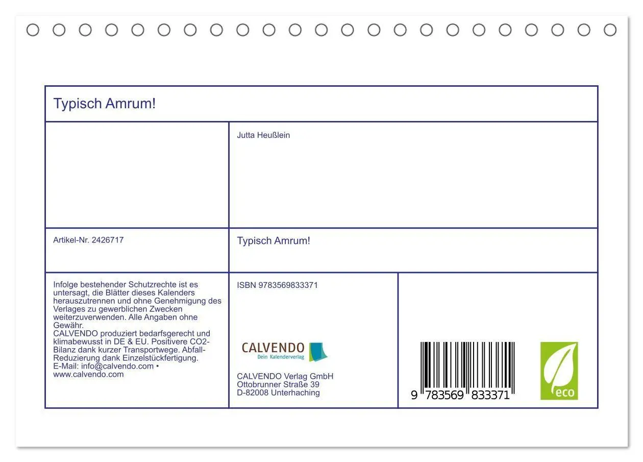 Bild: 9783569833371 | Typisch Amrum! (Tischkalender 2027 DIN A5 quer), CALVENDO...