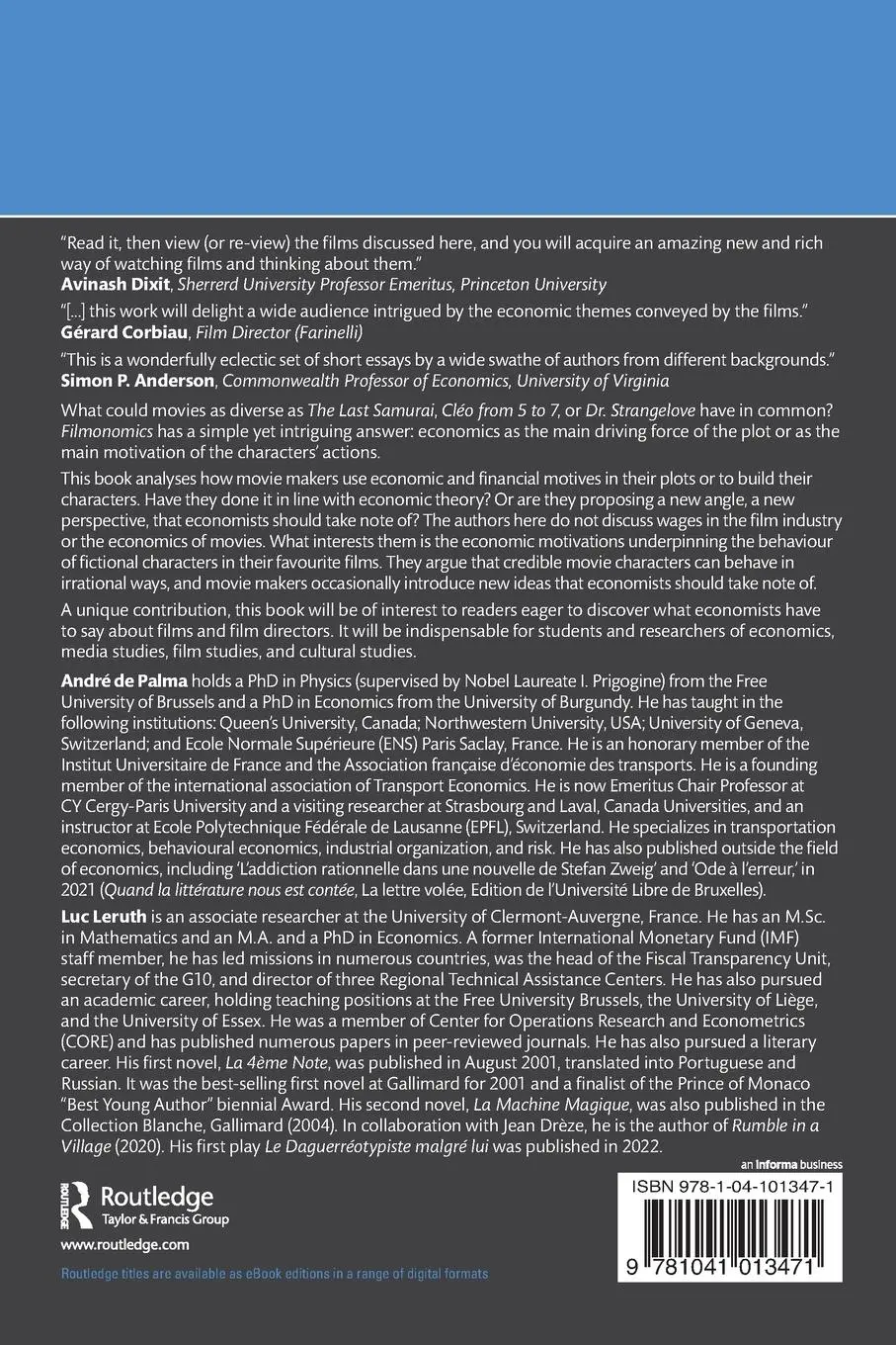 Rückseite: 9781041013471 | Filmonomics | Economists Discuss the Silver Screen | Palma (u. a.)