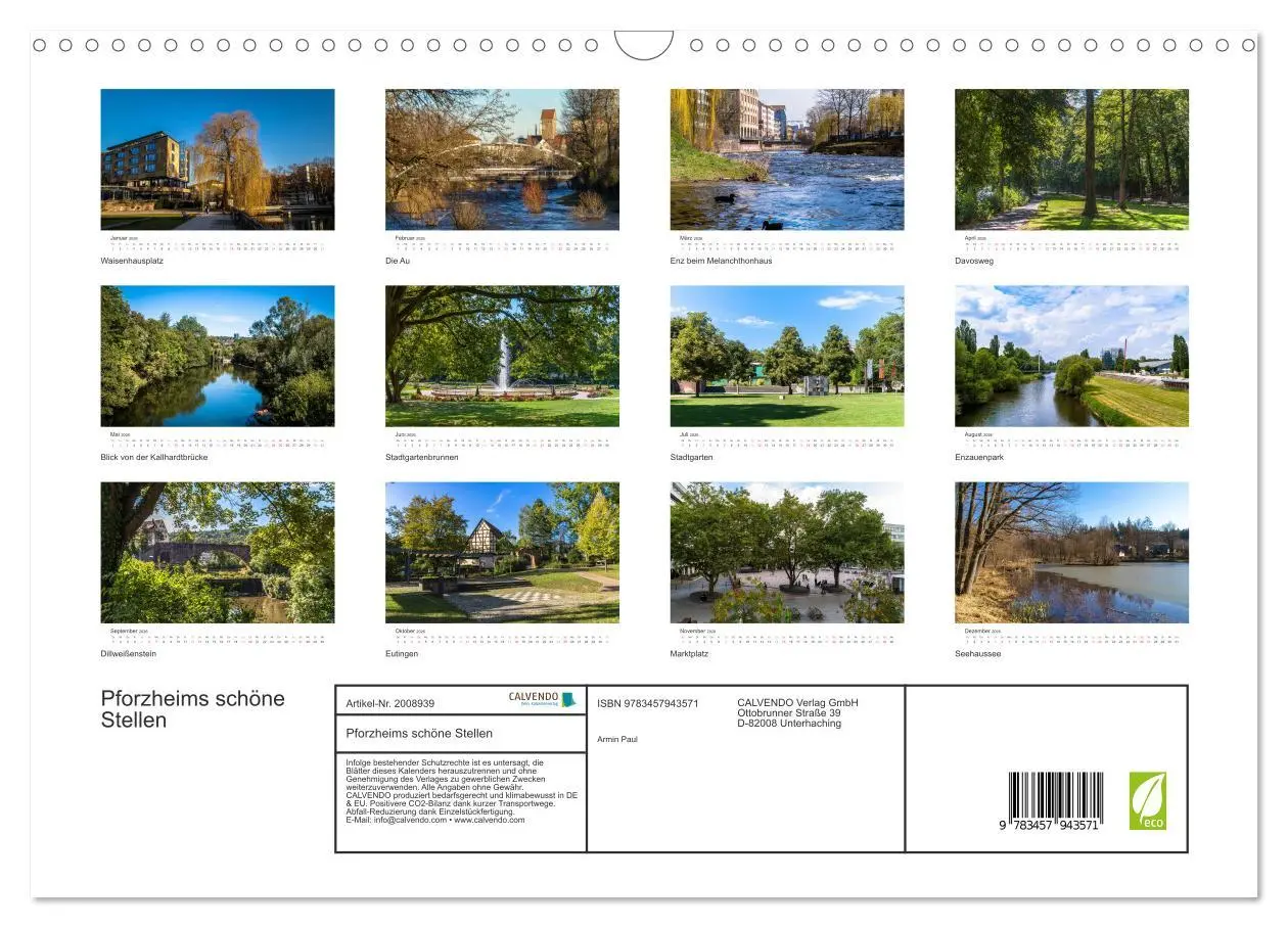 Bild: 9783457943571 | Pforzheims schöne Stellen (Wandkalender 2026 DIN A3 quer), CALVENDO...