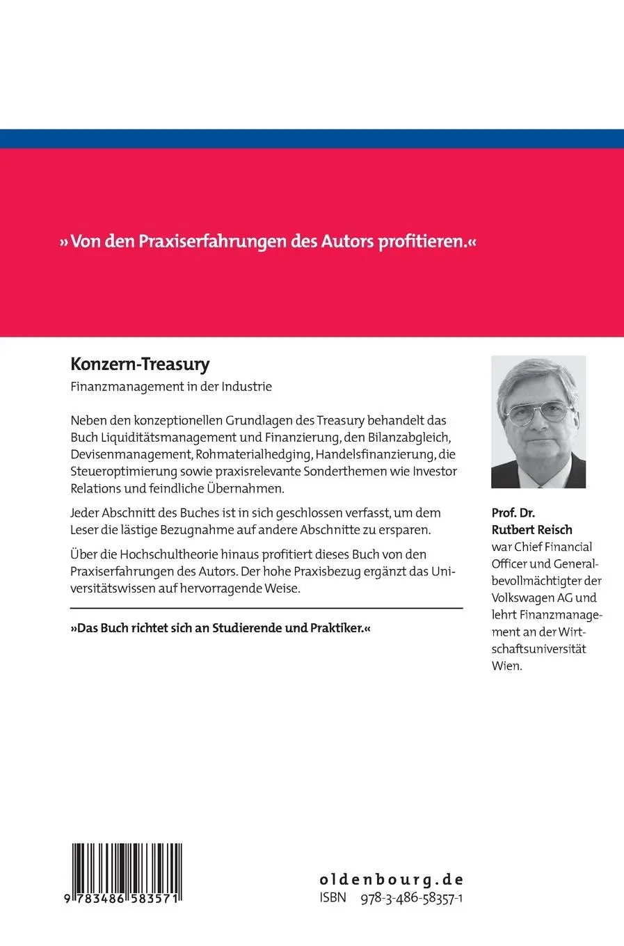 Rückseite: 9783486583571 | Konzern-Treasury | Finanzmanagement in der Industrie | Reisch | Buch