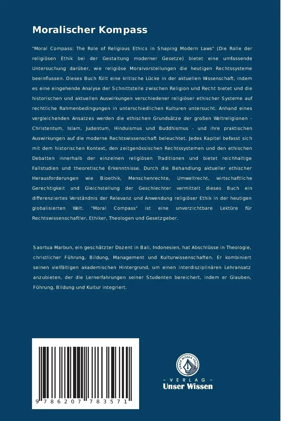 Rückseite: 9786207783571 | Moralischer Kompass | Saortua Marbun | Taschenbuch | 276 S. | Deutsch
