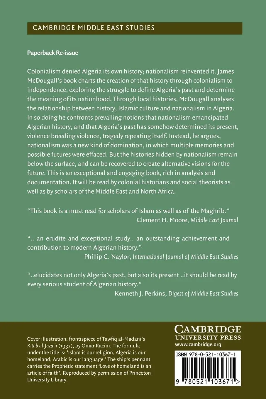 Rückseite: 9780521103671 | History and the Culture of Nationalism in Algeria | Mcdougall (u. a.)