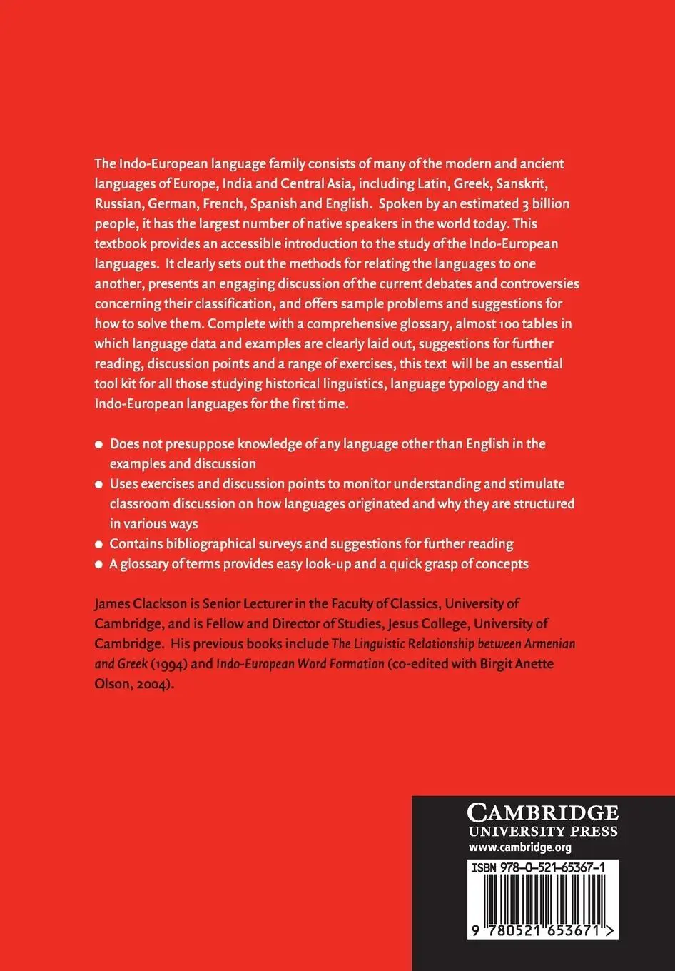 Rückseite: 9780521653671 | Indo-European Linguistics | James Clackson | Taschenbuch | Englisch