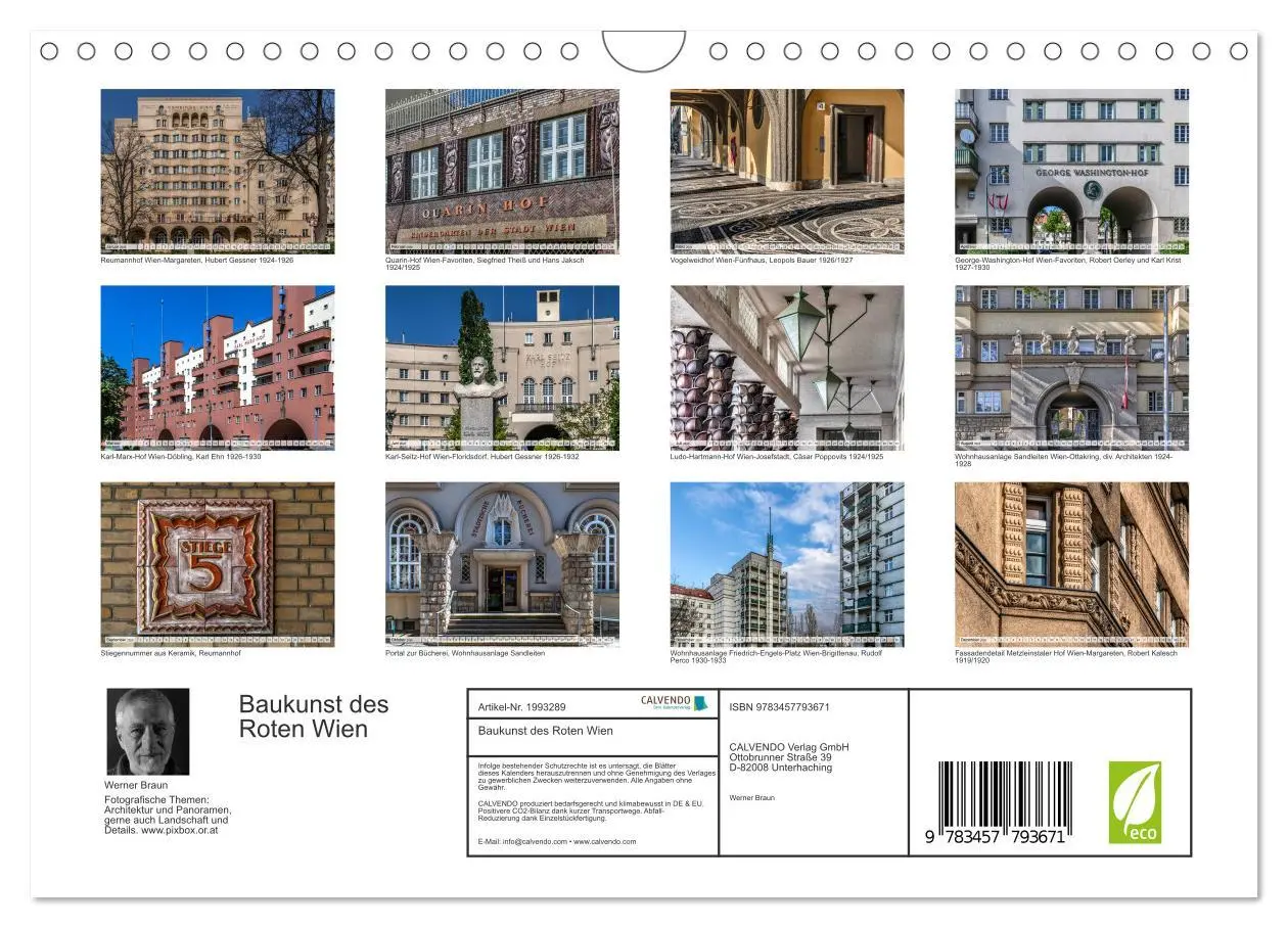 Bild: 9783457793671 | Baukunst des Roten Wien (Wandkalender 2026 DIN A4 quer), CALVENDO...