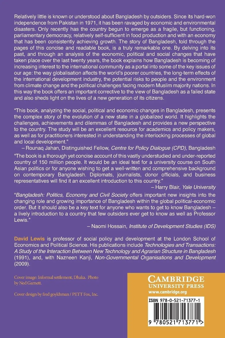 Rückseite: 9780521713771 | Bangladesh | Politics, Economy and Civil Society | David Lewis | Buch