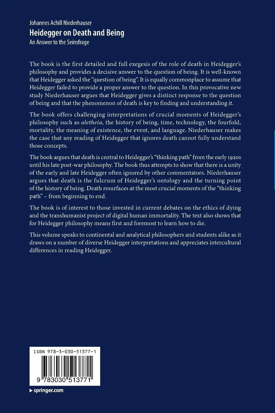 Rückseite: 9783030513771 | Heidegger on Death and Being | An Answer to the Seinsfrage | Buch